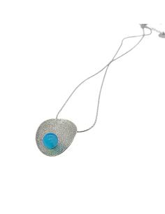 Collier artisanal argent rhodié nickelfree avec calcédoine sea blue collection Ondine de chez JUST'IN JEWELS artisan certifié