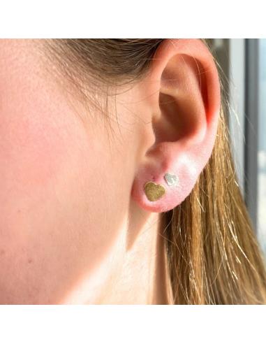 Puce d'oreille coeur vermeil grand