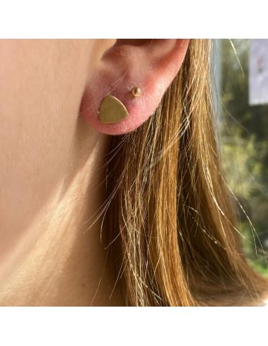 Boucle d'oreille puce en argent plaqué or vermeil forme triangle création artisanale pour femme de Just'in Jewels fait main