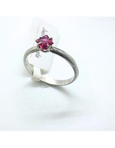 Bague argent rhodié antiallergique avec spinelle rose création artisanale de JUST'IN JEWELS