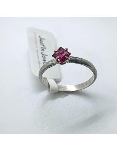 Bague argent spinelle rose carrée T57