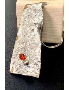 Collier artisanal de créateur belge argent rhodié et spessartite 2