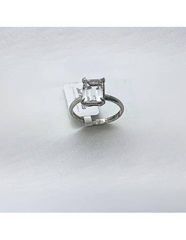 Bague argent cristal de roche rectangulaire T59