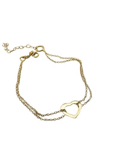 bracelet argent plaqué or vermeil avec motif coeur évidé création artisanale de just'in jewels