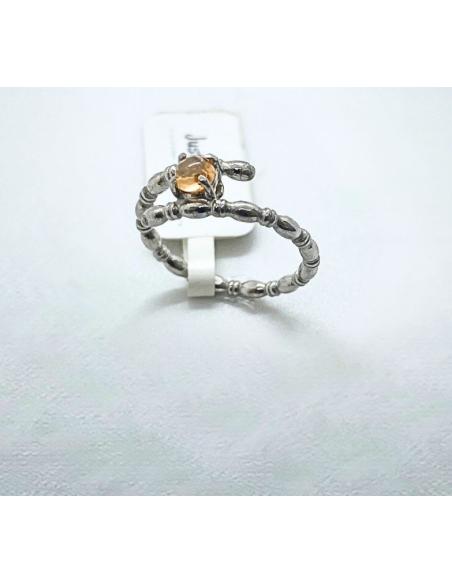 bague argent rhodié avec véritable pierre naturelle de grenat mandarin création artisanale de just'in jewels