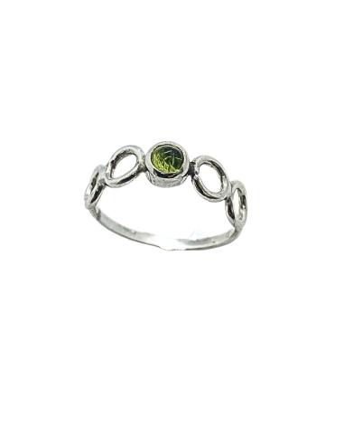 Bague argent rhodié antiallergique avec véritable pierre fine de péridot création artisanale de just'in jewels