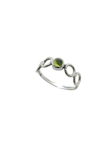 Bague argent anneaux et péridot T55