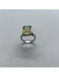 Bague artisanale argent avec véritable quartz citron. Finiton rhodiée 2
