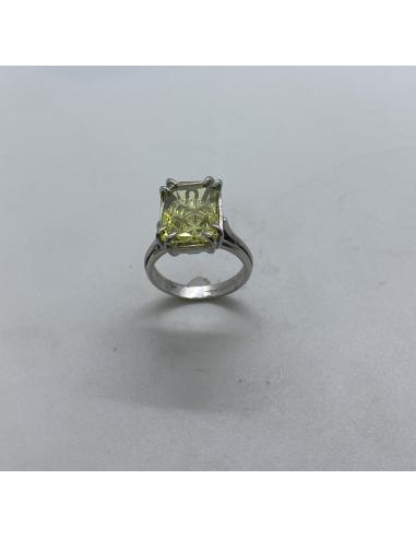 Bague argent quartz citron rectangulaire
