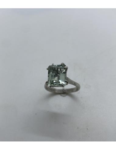 Bague artisanale argent avec véritable prasiolite taille rectangulaire