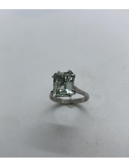 Bague artisanale argent avec véritable prasiolite taille rectangulaire