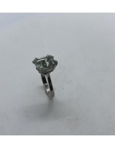 Bague artisanale argent avec véritable prasiolite taille rectangulaire 2