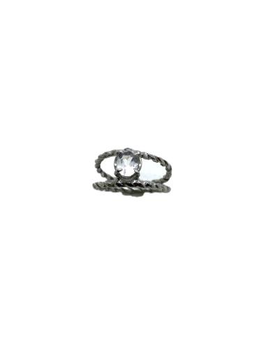 Bague argent topaze ovale transparente T53