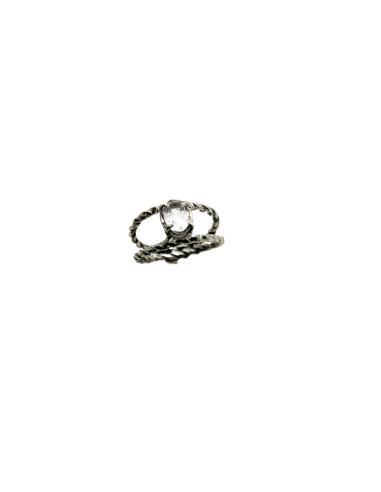 Bague argent topaze ovale transparente T53
