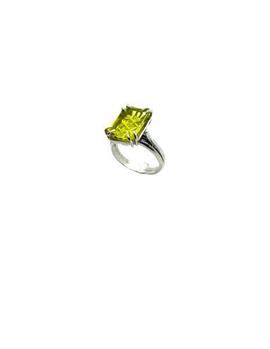Bague argent quartz citron rectangulaire