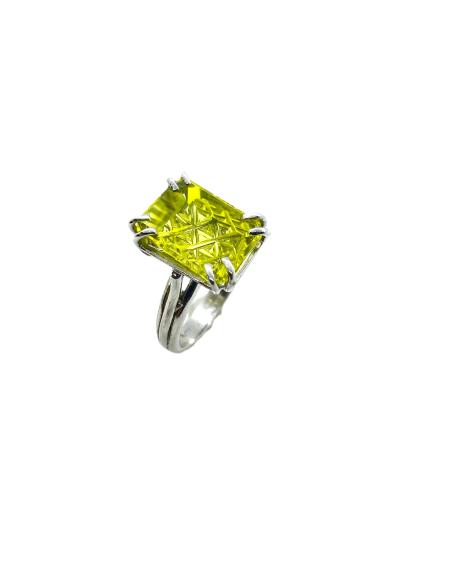 bague argent artisanale de Just'In Jewels avec véritable quartz citron.