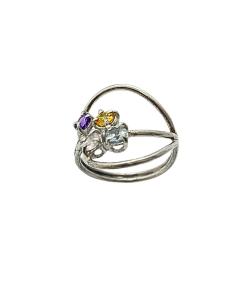 bague artisanale coeur multicolore argent rhodié antiallergique pour femme 2