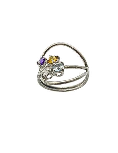 Bague argent coeur multicolore T66