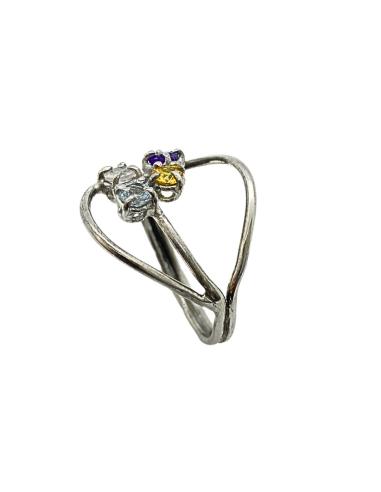 Bague argent coeur multicolore T66