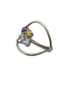 bague artisanale coeur multicolore argent rhodié antiallergique pour femme