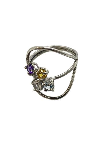 Bague argent coeur multicolore T66