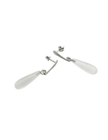 Boucle d'oreille argent goutte cristal de roche...