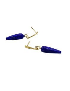 Boucle d'oreille argent plaqué or vermeil avec goutte striée de lappis lazuli création artisanale de just'in jewels 2