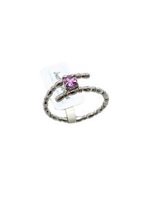bague argent rhodié avec véritable pierre naturelle de saphir rose création artisanale de just'in jewels