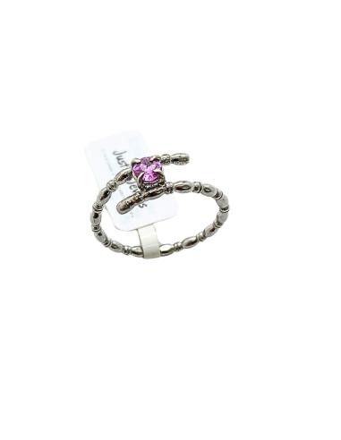 bague argent rhodié avec véritable pierre naturelle de saphir rose création artisanale de just'in jewels