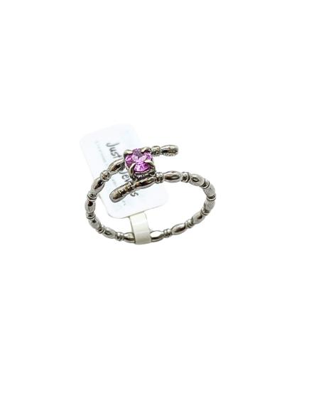 bague argent rhodié avec véritable pierre naturelle de saphir rose création artisanale de just'in jewels