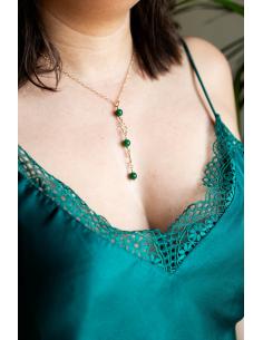 collier artisanal argent plaqué or vermeil avec pierres d'agates vertes collection charlotte de chez Just'In Jewels 2