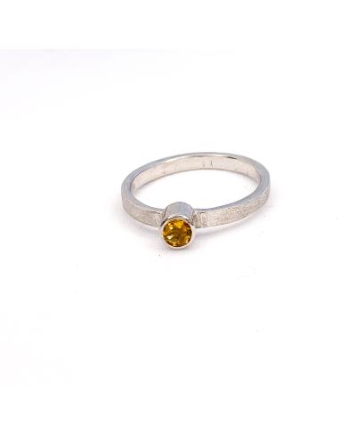 Bague argent solitaire citrine  création artisanale Just'in Jewels