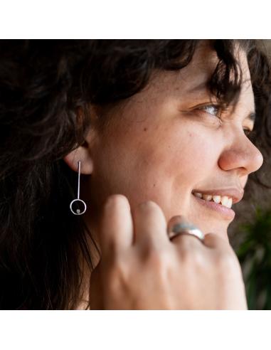 Boucle d'oreille tige argent diamant Orion