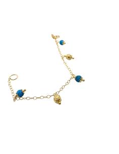 bracelet artisanal en argent plaqué or vermeil avec pampilles de véritables apatites création just'in jewels