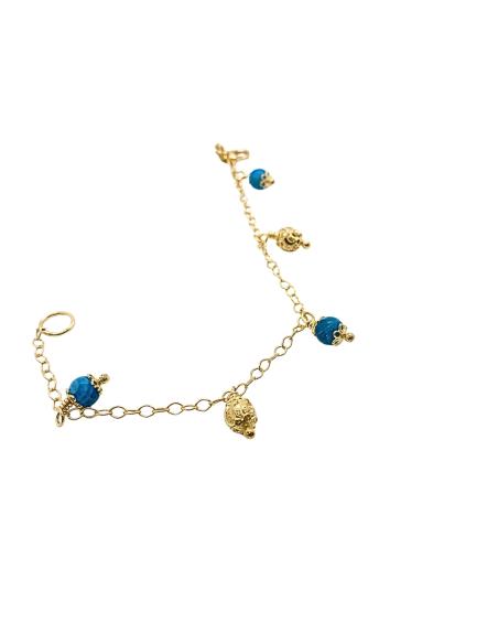 bracelet artisanal en argent plaqué or vermeil avec pampilles de véritables apatites création just'in jewels