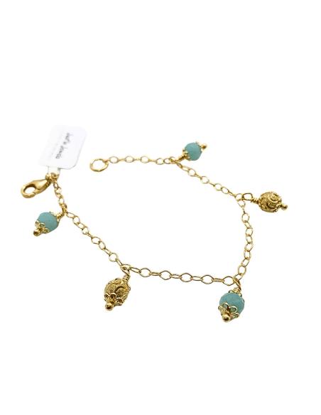 bracelet artisanal argent plaqué or vermeil avec véritable amazonite collection alexiane de chez Just'in jewels