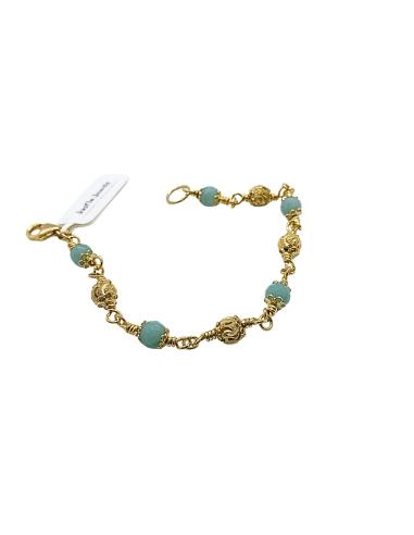 Bracelet argent plaqué or vermeil avec amazonite création artisanale collection alexiane de chez just'in jewels