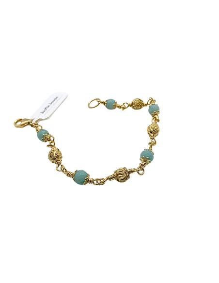 Bracelet argent plaqué or vermeil avec amazonite création artisanale collection alexiane de chez just'in jewels