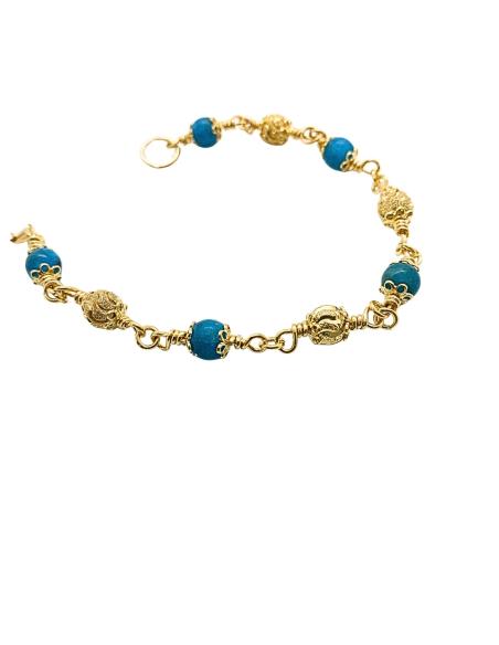 bracelet artisanal antiallergique argent plaqué or vermeil avec perles d'apatite