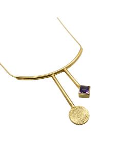 collier artisanal argent plaqué or vermeil avec améthyste swiffé création just'in jewels