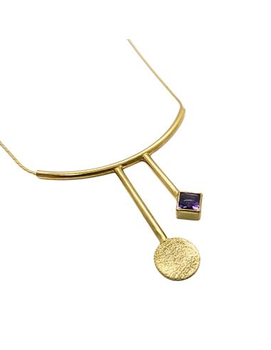 collier artisanal argent plaqué or vermeil avec améthyste swiffé création just'in jewels