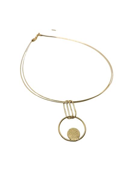 collier artisanal argent plaqué or vermeil motif lili double cable omega