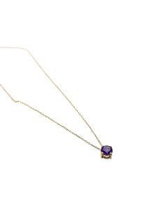 collier artisanal argent plaqué or vermeil avec véritable améthyste création just'in jewels