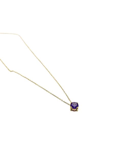 collier artisanal argent plaqué or vermeil avec véritable améthyste création just'in jewels
