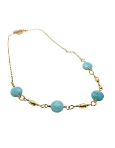 collier artisanal fait main pour femme finition argent plaqué or vermeil avec disques de véritables amazonite