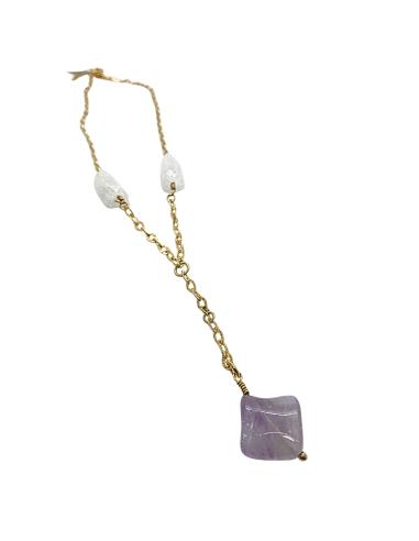 Collier Y artisanal vermeil cristal...