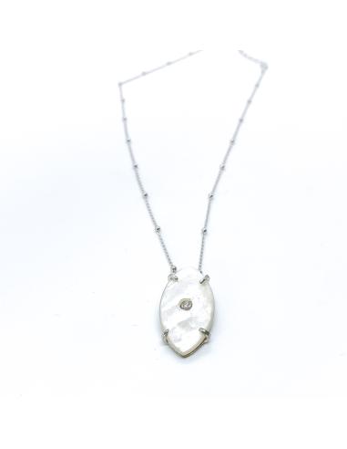 Collier nacre diamant argent 925