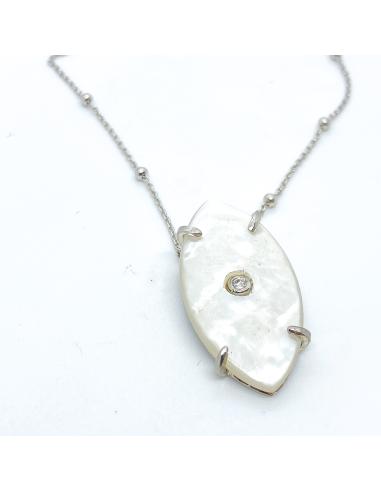 Collier nacre diamant argent 925
