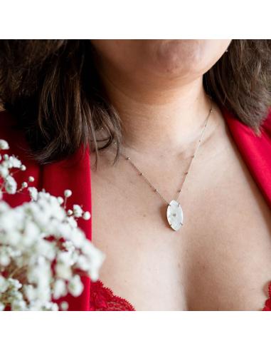 Collier nacre diamant argent 925