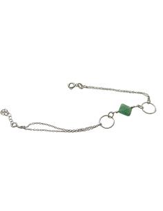 Bracelet argent rhodié avec véritable pierre d'aventurine création artisanale de just'in jewels